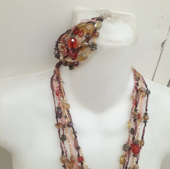 Morano glass Wine Red Multi Strand Necklace Italy - Picture 2 of 5